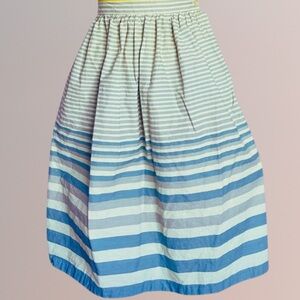 🔥SOLD🔥VINTAGE 1960s Blue and Grey Gradient Striped Circle Skirt with Pockets